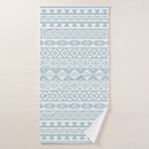 Aztec Stylised Pattern Duck Egg Blue & White Bath Towel