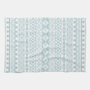 Aztec Stylised Pattern Duck Egg Blue & White Tea Towel