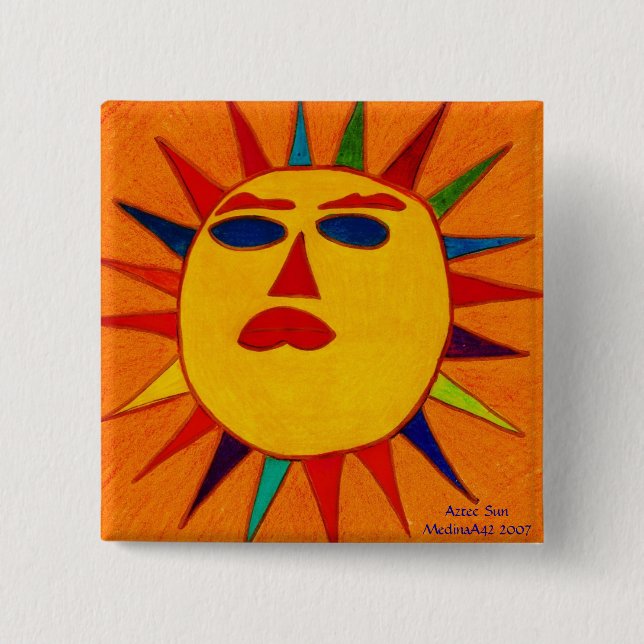Aztec Sun 15 Cm Square Badge (Front)