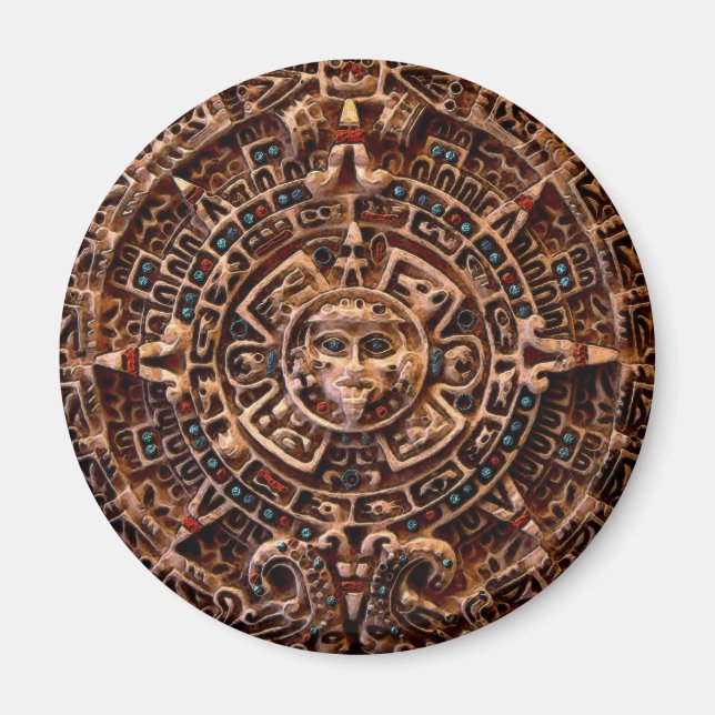 "AZTEC SUN CALENDAR" Art Magnets (Front)