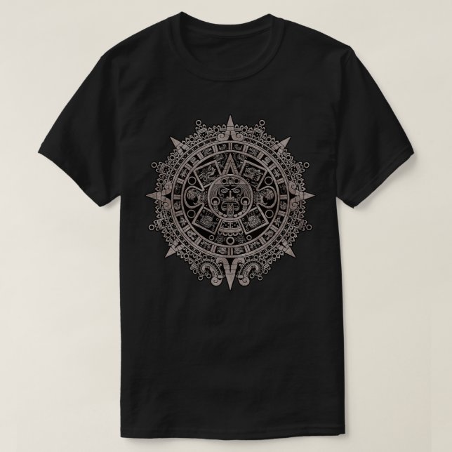 Aztec Sun Calendar Aztec Sun Stone Mayan Sun Symbo T-Shirt (Design Front)