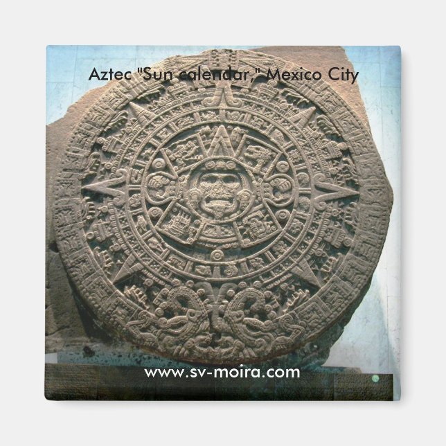 Aztec "Sun calendar," Mexico City Magnet (Front)
