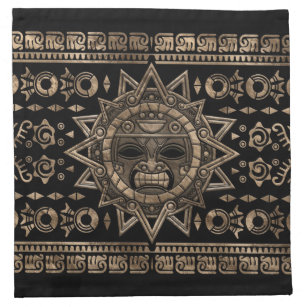 Aztec Sun God Gold and Black Napkin