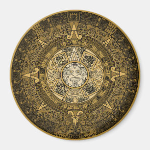 AZTEC SUN STONE CALENDAR GOLD SYMBOL MAGNET