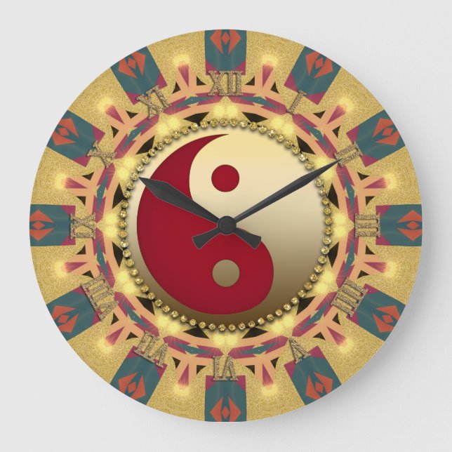 Aztec Sunshine YinYang FengShui Home Decor Clock (Front)