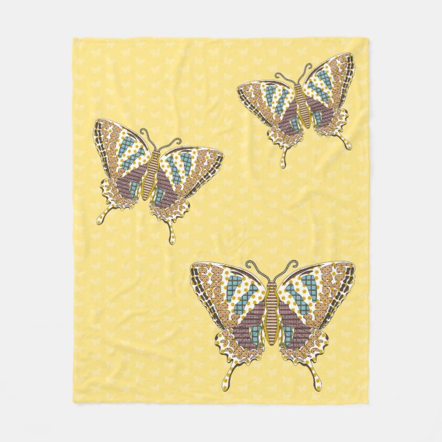 Aztec Swallowtail Fleece Blanket (Front)