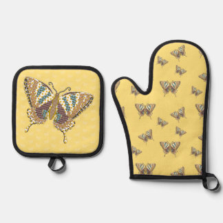 Aztec Swallowtail Oven Mitt & Pot Holder Set