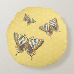 Aztec Swallowtail Round Pillow