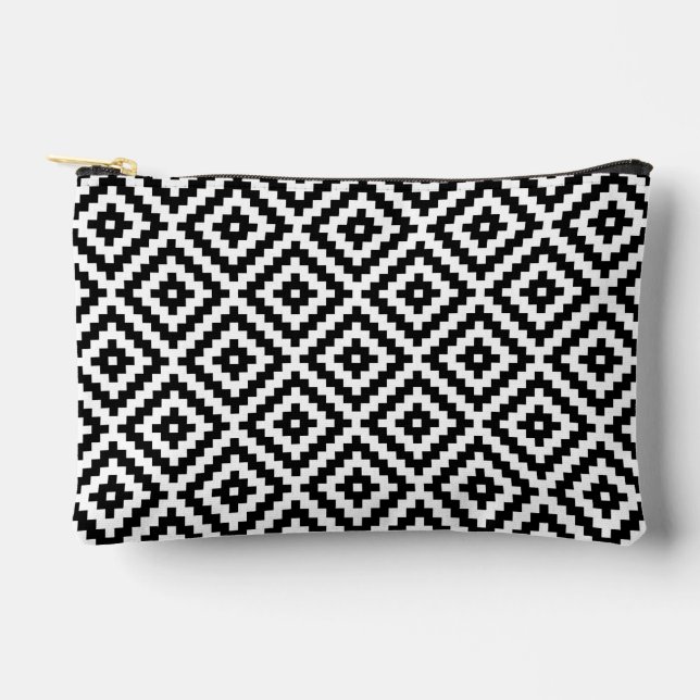 Aztec Symbol Block Big Pattern BW Accessory Pouch (Front)