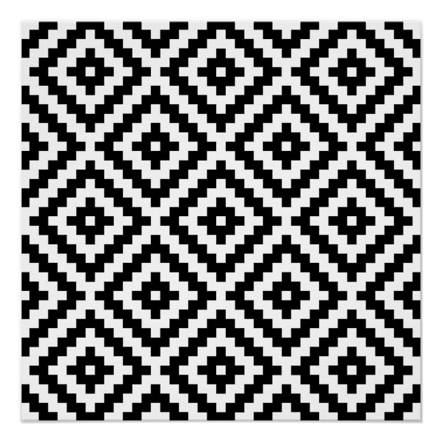 Aztec Symbol Block Big Ptn Black & White I Poster (Front)