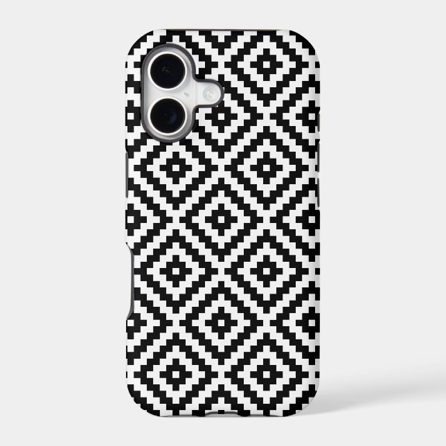 Aztec Symbol Block Ptn Black & White I (Back)