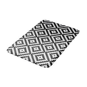 Aztec Symbol Block Ptn Black & White II Bath Mat