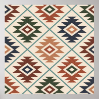 Aztec Symbol Stylised Big Pattern Colour Mix