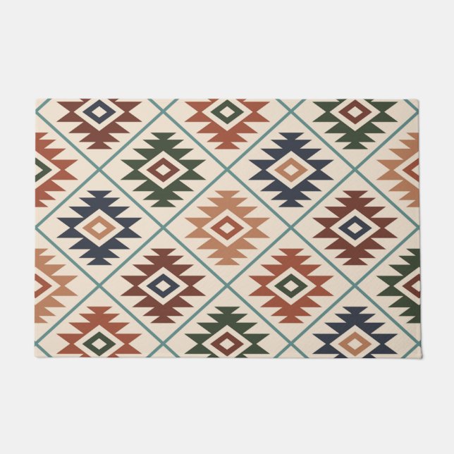 Aztec Symbol Stylised Pattern Colour Mix Doormat (Front)