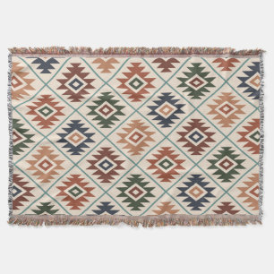 Aztec Symbol Stylised Pattern Colour Mix Throw Blanket