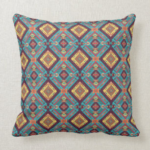 Aztec Teal And Yellow Tile Cushion