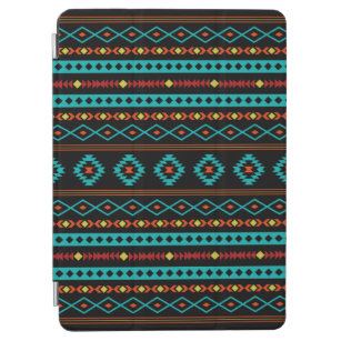 Aztec Teal Reds Yellow Black Mixed Motifs Pattern iPad Air Cover