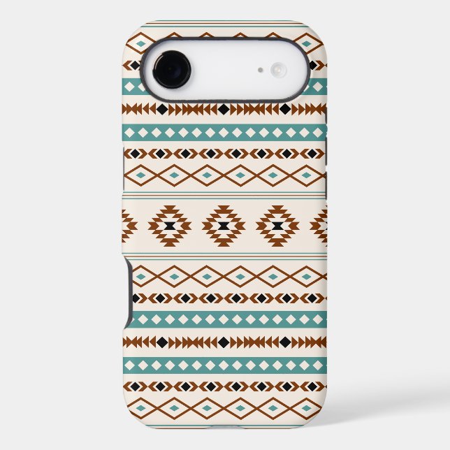 Aztec Teal Terracotta Black Cream Mixed Pattern (Back)