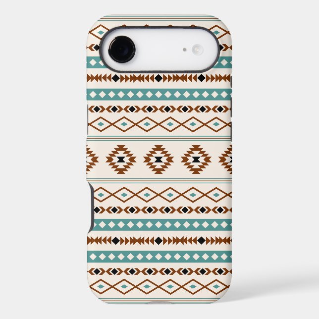 Aztec Teal Terracotta Black Cream Mixed Pattern (Back)