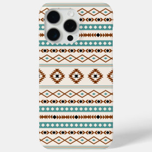 Aztec Teal Terracotta Black Cream Mixed Pattern iPhone 15 Pro Max Case