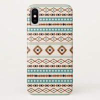 Aztec Teal Terracotta Black Cream Mixed Pattern