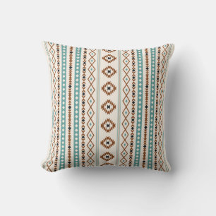 Aztec Teal Terracotta Black Cream Mixed (V)Pattern Cushion