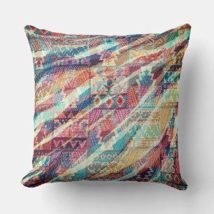 Aztec Tile Multi Colour Light Zebra Stripe Cushion