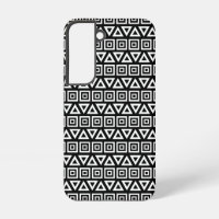 Aztec Triangles+Squares Pattern White on Black