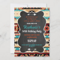 Aztec Tribal 30th Birthday Invitation