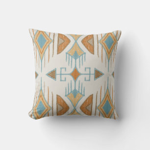 Aztec Tribal Arrows, Turquoise, Rust, Cream Cushion