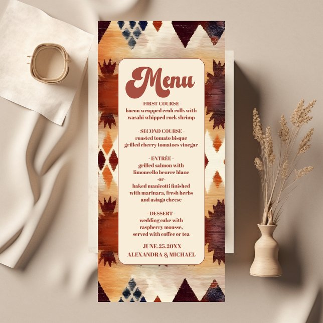 Aztec Tribal Brown Ethnic Western Wedding Menu (Creator Uploaded)