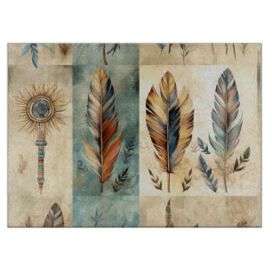 Aztec Tribal Feathers Medicine Stick Cutting Board