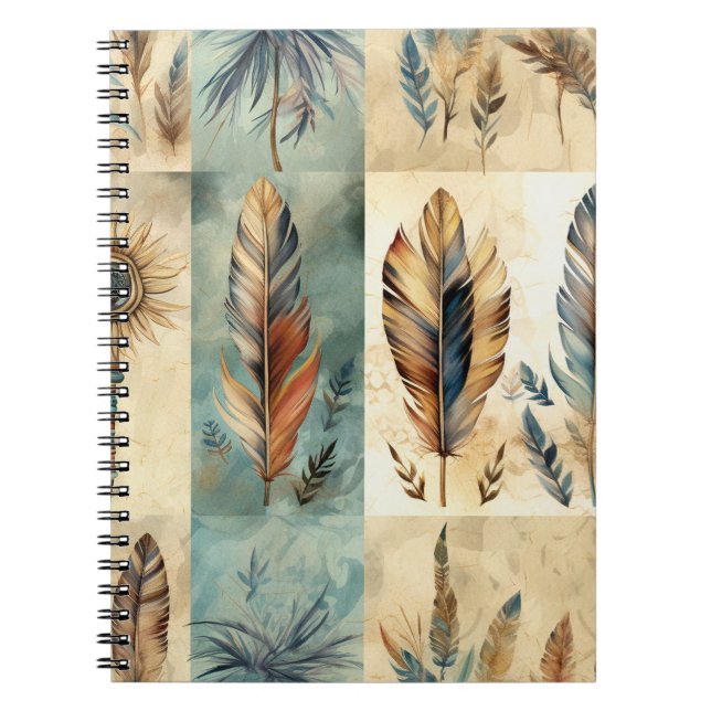 Aztec Tribal Feathers Medicine Stick Notebook (Front)