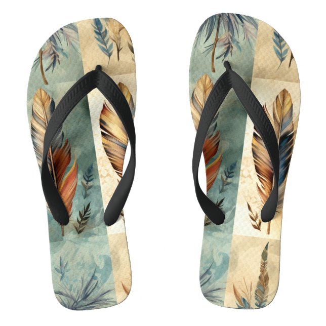 Aztec Tribal Feathers Medicine Stick Thongs (Footbed)