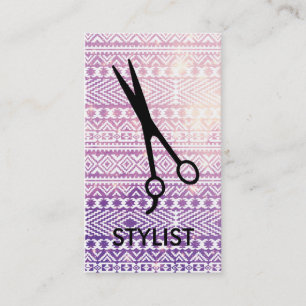 aztec tribal galaxy pink purple hairstylist hair business card
