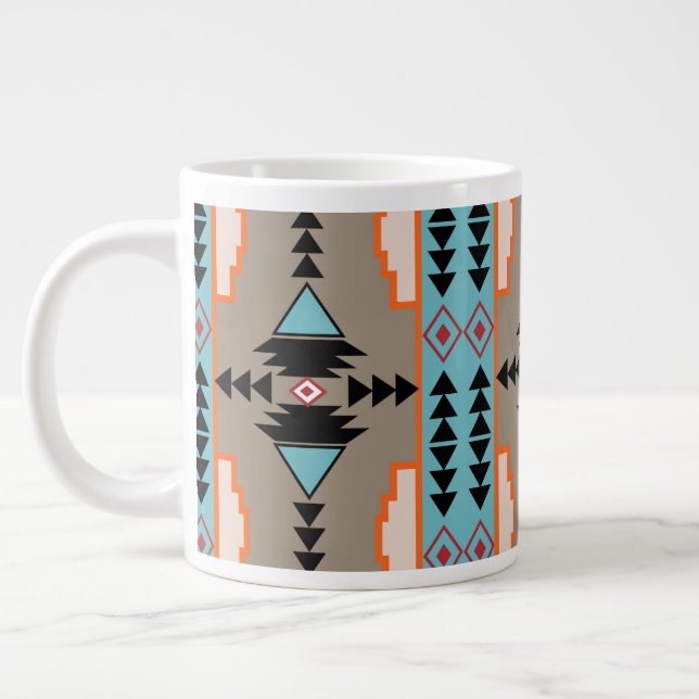 Aztec Tribal Geometric Large Coffee Mug (Left)