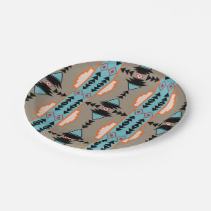 Aztec Tribal Geometric  Paper Plate