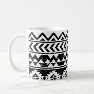 Aztec tribal: grunge white pattern. coffee mug