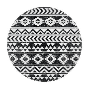 Aztec tribal: grunge white pattern. cutting board