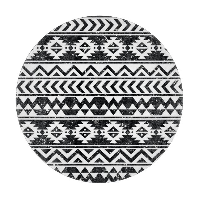 Aztec tribal: grunge white pattern. cutting board (Front)
