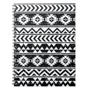 Aztec tribal: grunge white pattern. notebook