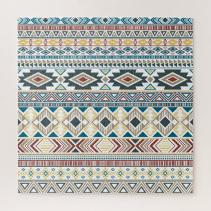 Aztec Tribal Motifs: Geometric Seamless Design Jigsaw Puzzle