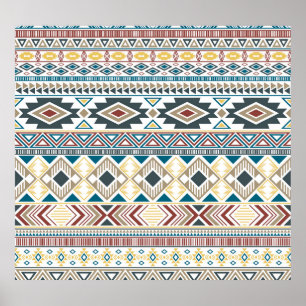Aztec Tribal Motifs: Geometric Seamless Design Poster