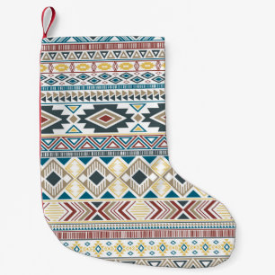 Aztec Tribal Motifs: Geometric Seamless Design Small Christmas Stocking