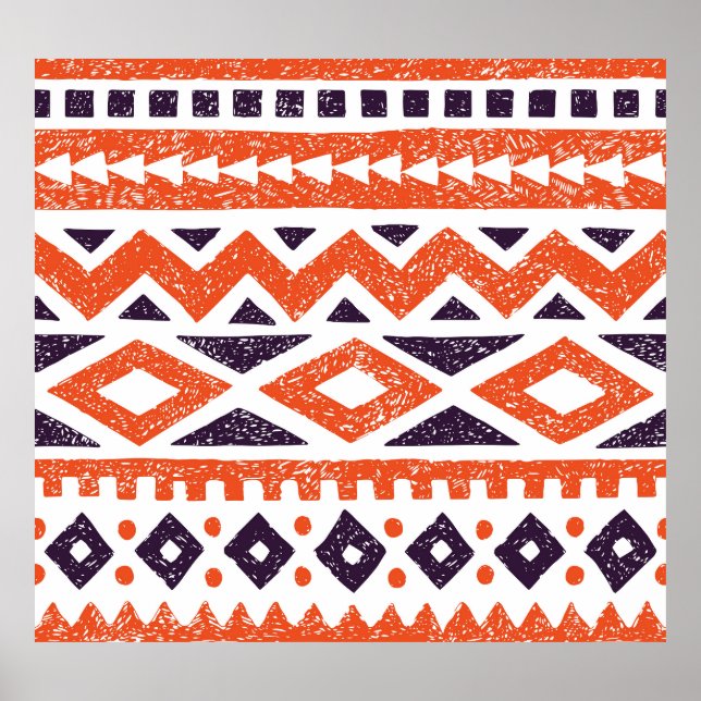 Aztec tribal motifs, striped print (Front)
