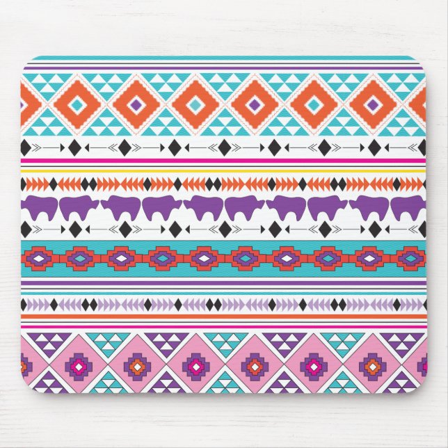Aztec Tribal pattern graphic Mouse Pad (Front)