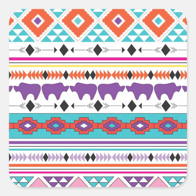 Aztec Tribal pattern graphic Square Sticker (Front)