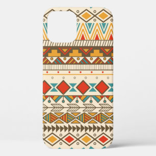 Aztec tribal pattern in stripes, vintage illustrat iPhone 12 case