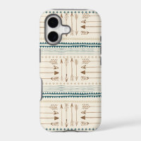 Aztec Tribal Print Arrows Neutral Brown Beige Teal