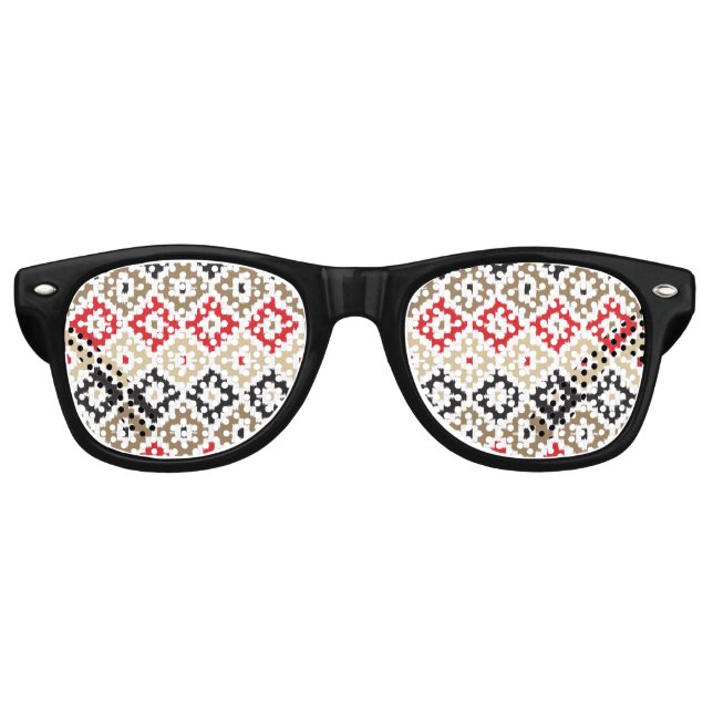 Aztec Tribal Print Ikat Diamond Pattern Retro Sunglasses (Front)